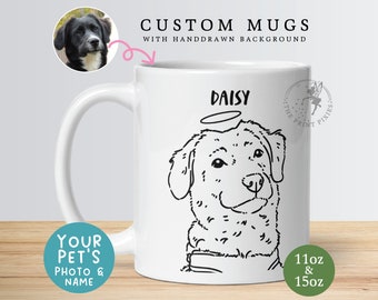 Koffiemokken gepersonaliseerd, hond moeder cadeau, gepersonaliseerd cadeau hond, aangepaste mok print, hond herinnering cadeau | MG10106, Witte mok met 1 dierenfoto