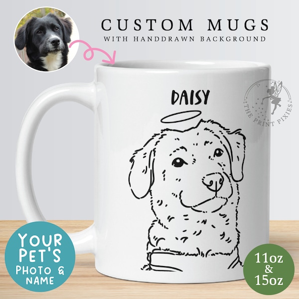 Coffee Mugs Personalized, Dog Mom Gift, Personalized Gift Dog, Custom Mug Print, Dog Remembrance Gift | MG10106, White Mug with 1 Pet Photo