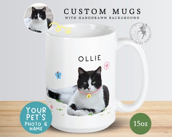 Custom Cat Dad Mug, Cat Lover Mug, Grieving Pet Loss Gifts Cat | MG10050, 15oz Custom White Glossy Mug