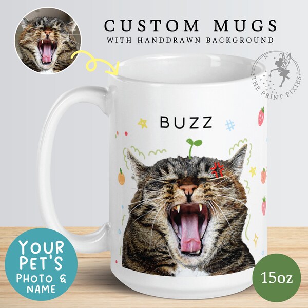 Custom Cat Dad Mug, Cat Lover Mug, Grieving Pet Loss Gifts Cat | MG10050, 15oz Custom White Glossy Mug