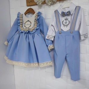 Boys Girls Twins 1st Birthday Siblings Birthday Matching Outfit Personalized Toddler Easter Dress Boys Personalized  Easter Outfit Easter