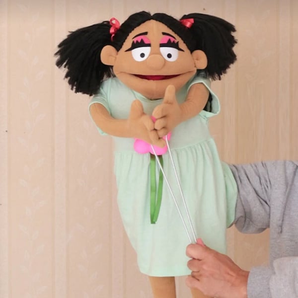 Custom Made Professional Hand Puppet Ventriloquist Puppet Live Size Little Girl Puppet Half Size Professional Rod-Arm Practice Hand Puppet