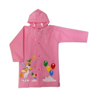 Kids Girls Unicorn Design Winter Raincoat Light Water Resistant Kids Windbreaker Backpack Cover Girls Unicorn Hooded Raincoat Carrying Case