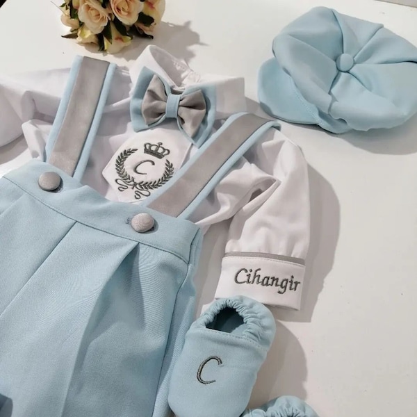 Boys First Birthday Outfit Toddlers Brother Boys 1st Birthday Matching Outfit Monogrammed Cakesmash Outfit Embroidered Shirt Suspenders Suit