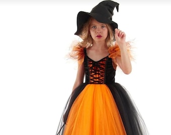Halloween Girls Toddlers Witch Costume Sabrina the Witch Halloween Costume Black Witch Tutu Toddler Witch Halloween Costume 3T- 12 Years old