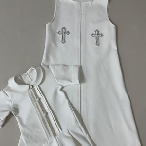 Custom Baptismal Gown Newborn Christening Gown Set Boys Baptism Vest & Matching Onesie Orthodox Baptismal Suit Catholic Christening Suit Set