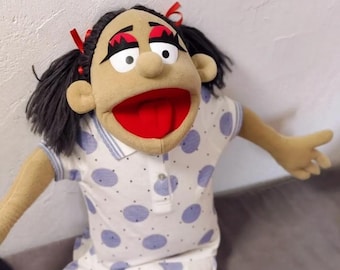 Custom Professional Hand Puppet Ventriloquist Puppet Live Size Summer Girl Muppet Puppet Half Size Professional Rod-Arm Practice Hand Puppet