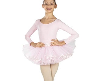 women's light pink ballet dress Floral Diamond Ruffle Ballerina 90% Nylon Girls Super Soft Ballet Dress