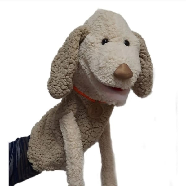 Marionnette pour chien en peluche faite main de grande qualité pour enfants ou adultes Marionnette à main pour chien de 17 po., bouche mobile