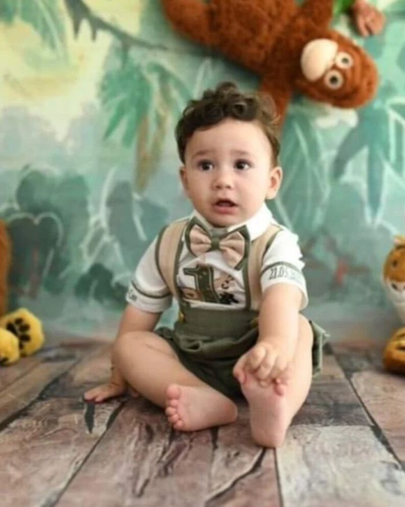 Personalized Baby Boys 1st Birthday Suit Set Custom Safari Etsy