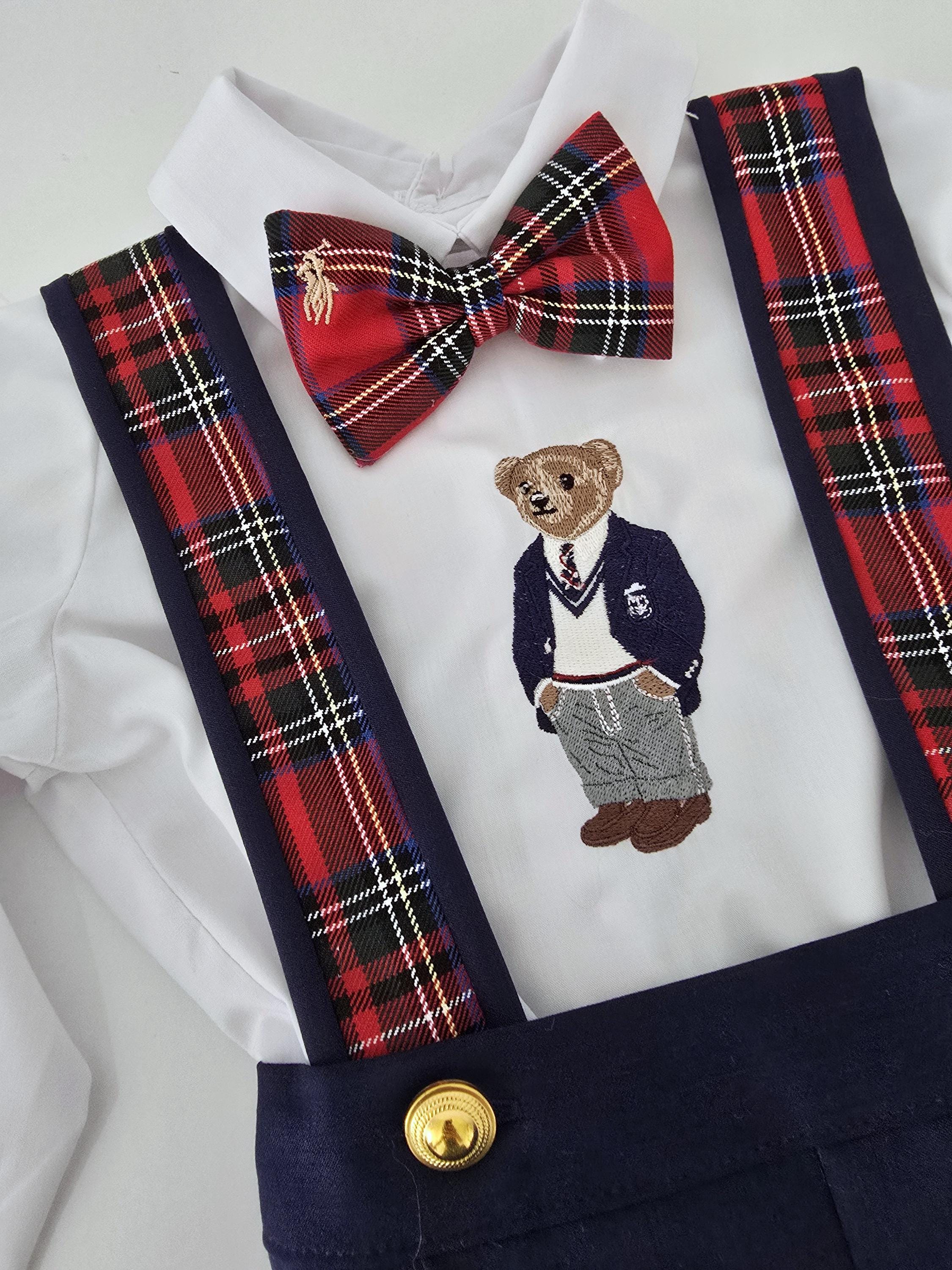 baby boy dress shirt 3PC Newborn Infant Gentleman Outfit Tops+Braces+Pants Clothes Set this sophisticated style dress shirt bodysuit features 4 front buttons for easy dressing and removal Spring Notion Baby Boys' Long