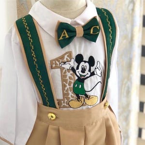 Baby Boys Mickey Party Boys 1st Birthday Suit Disney Mickey Mouse Outfit Safari Mickey Birthday Mickey Shoes Personalized Toddler Suit
