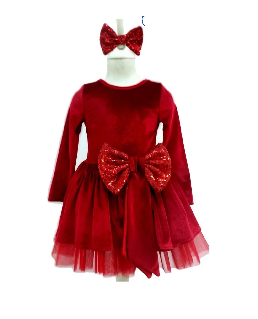Christmas Girls Velvet Tutu Dress Red Green Christmas Birthday Party