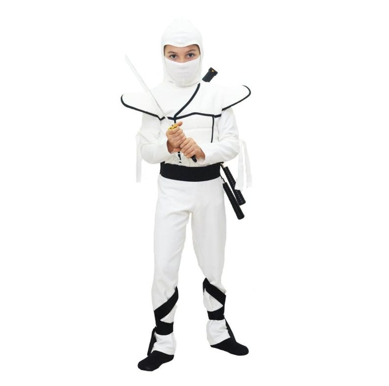Chłopięcy kostium ninja na Halloween Cosplay Chłopięcy sekretny kostium ninja Chłopięcy kostium superbohatera Komiksowy superbohater Halloween Biały kostium ninja Biały