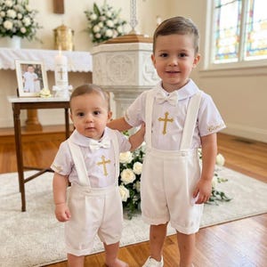 Traje de bautismo personalizado para niños Traje de bautismo para bebés Traje de bendición de bautismo para hermanos color marfil Traje de bautismo para bebés Bautismo cristiano