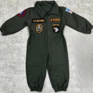 Spersonalizowany kostium pilota Maverick Kapitan Pilot Strój Mały Zielony Kombinezon Pilota Chłopięcy Pilot Samolot Kombinezon Pilota Strój Wyścigowy Kombinezon