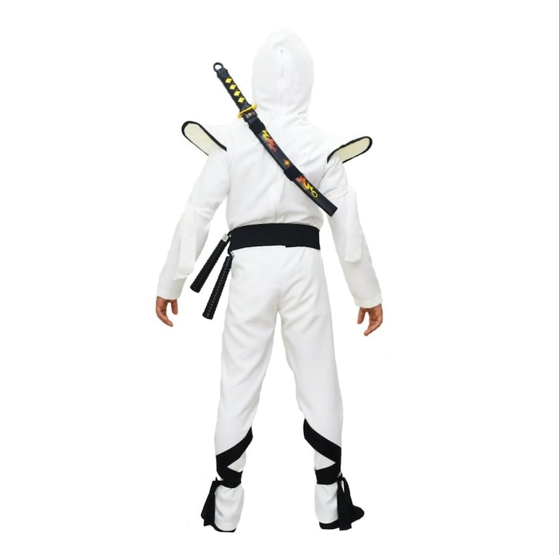 Chłopięcy kostium ninja na Halloween Cosplay Chłopięcy sekretny kostium ninja Chłopięcy kostium superbohatera Komiksowy superbohater Halloween Biały kostium ninja zdjęcie 8