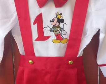 Personalized  Boys Mickey 1st Birthday Suit Mickey with the Band Red Mickey Mouse Outfit Blue Mickey Outfit Milestone Birthday Mickey Party