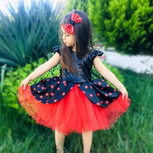 Girls Polka Dot Ladybug Halloween Costume Toddler Lady Bug Costume Ladybug Birthday Tutu Dress w Hair Clip Ladybug Girls Halloween Costume
