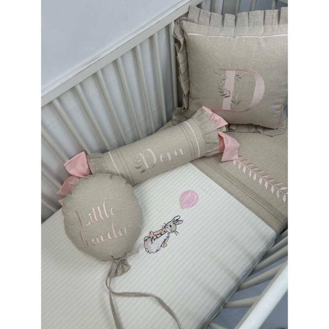 5 Piece- Easter Bunny Organic Cotton Personalized Crib Sheet Set Custom ...
