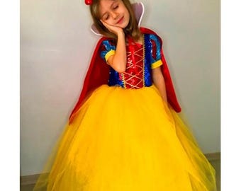Snow White Dress Snow White Halloween Costume with Cape Hair Accessory Snow White Princess Dress Disney Princess Party  Snow White Costume