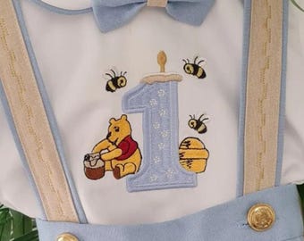 パーソナライズされたプーさん くまのプーさん 刺繍入り 男の子用服