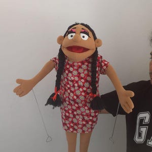 Custom Made Professional Hand Puppet Ventriloquist Puppet Cool Ethnic Girl Puppet Professional Rod-Arm Practice Hand Puppet Full/Half