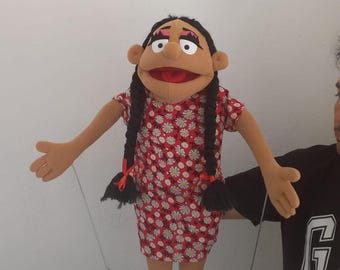 Custom Made Professional Hand Puppet Ventriloquist Puppet Cool Ethnic Girl Puppet Professional Rod-Arm Practice Hand Puppet Full/Half