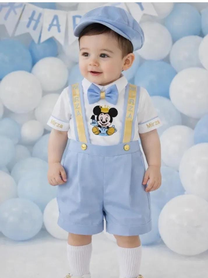 Personalized Boys 1st Birthday Girls 1st Birthday Outfit Family Photoshoot Mickey Mouse First Birthday Bowtie Mommy Me Matching Outfits