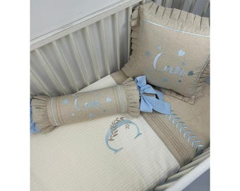 5 Piece- Organic Cotton Personalized Crib Sheet Set Custom Newborn Crib Set Monogrammed Baby Sheets Nursery Decor Personalized Crib Set