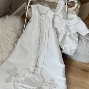 Personalized Christian Baptism Gown Matching Onesie Newborn Christening Gown Infant Baptism Outfit Outfit Orthodox Baptism Suit