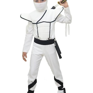 Chłopięcy kostium ninja na Halloween Cosplay Chłopięcy sekretny kostium ninja Chłopięcy kostium superbohatera Komiksowy superbohater Halloween Biały kostium ninja zdjęcie 6