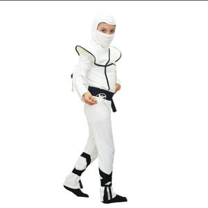 Chłopięcy kostium ninja na Halloween Cosplay Chłopięcy sekretny kostium ninja Chłopięcy kostium superbohatera Komiksowy superbohater Halloween Biały kostium ninja zdjęcie 4