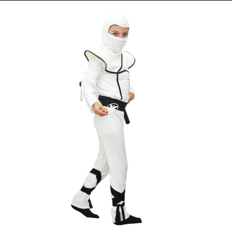 Chłopięcy kostium ninja na Halloween Cosplay Chłopięcy sekretny kostium ninja Chłopięcy kostium superbohatera Komiksowy superbohater Halloween Biały kostium ninja zdjęcie 4