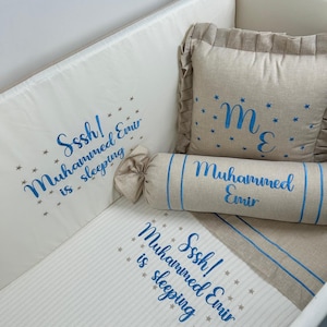 Sssh Baby is Sleeping!! 5 Piece- Cotton Personalized Crib Sheet Set Custom Newborn Crib Set Monogrammed Sheets Personalized Crib Bedding Set