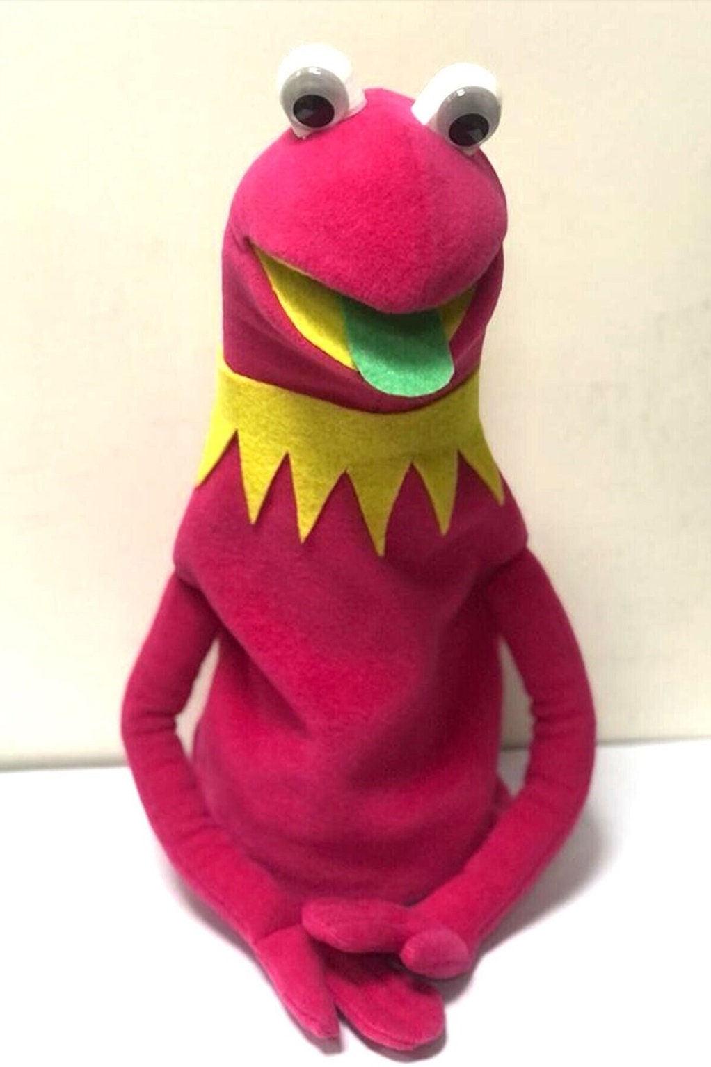 手作りグリーンカーミットフロッグハンドパペット、セサミストリート