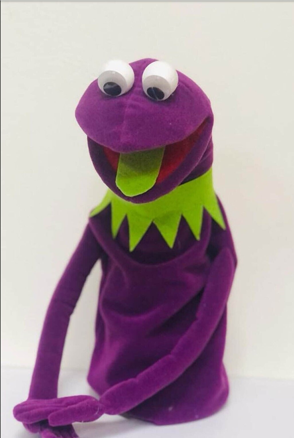 手作りグリーンカーミットフロッグハンドパペット、セサミストリート