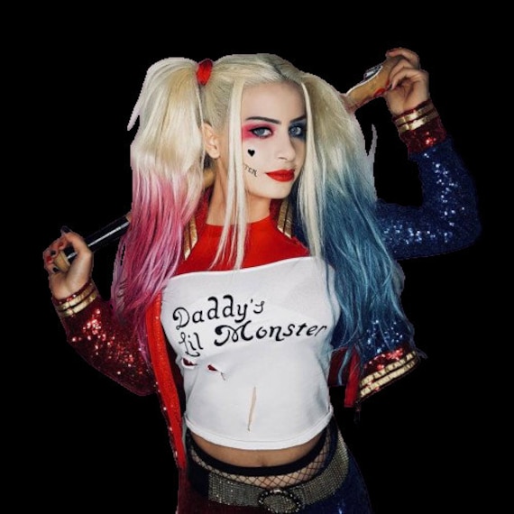 Costume cosplay Harley Quinn per adulti Donna Harley Quinn DC Comics Outfit  Donna adulta Costume Harley Quinn Giacca Guanto Pantaloncini T-shirt  Cintura -  Italia