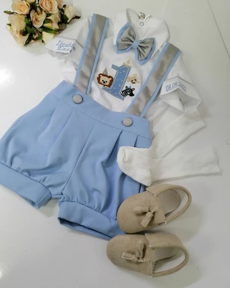 Personalized Baby Boys 1st Birthday Suit Set Custom Safari Etsy