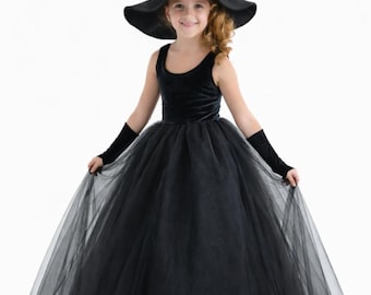 Halloween Girls Toddlers Witch Costume, Witch Girl Outfit, Witch Tutu Girls Witch Halloween Costume Matilda Black Witch Costume Witch Hat