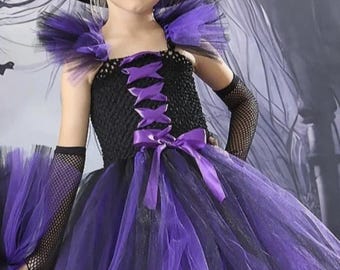 Halloween Girls Toddlers Witch Costume, Witch Girl Outfit, Witch Tutu Girls Witch Halloween Costume Purple Black Witch Costume Witch Hat