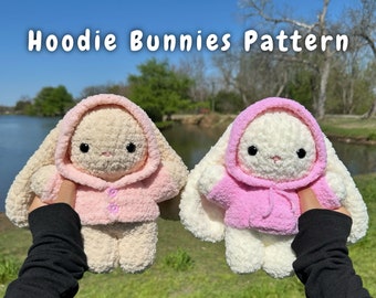 2 in 1 Hoodie Bunnies Crochet Pattern | Bunny + Hoodies
