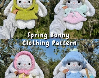 10 in 1 Spring Bunny Clothing Crochet Pattern | Bunny + Clothing