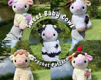 5 in 1 Sweet Baby Cows Crochet Pattern | 4 Sweet Series Baby Cows + 1 Original Baby Cow