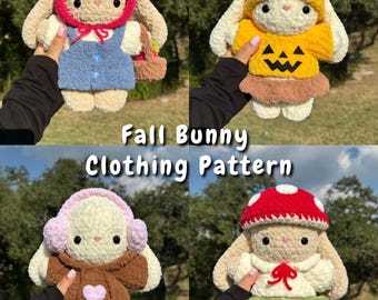 12 in 1 Fall Bunny Clothing Crochet Pattern | Bunny + Clothing