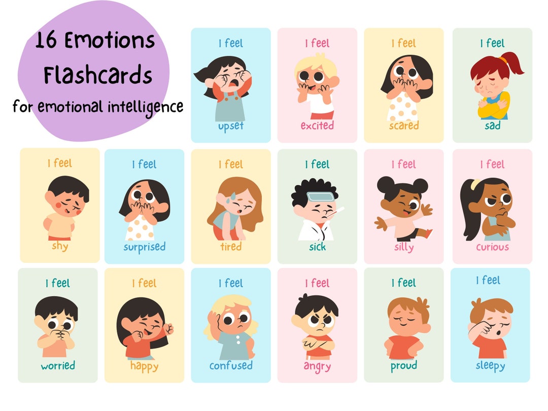 Emotion Flashcards, Feelings Flash Cards, Montessori Toys, Homeschool
