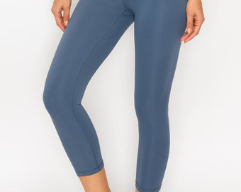 high waist regular size capri pants with inner pocket - C7501