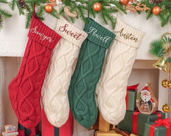 Christmas Gift, Personalized Christmas Stockings, 2023 Embroidered Knit Christmas Stockings, Family Stockings, Holiday Stockings Gifts