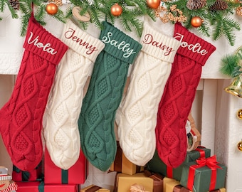 Family Christmas Stockings, Personalized Embroidered Christmas Stocking, Monogram Stockings, Custom Stocking with Name, Holiday Stocking
