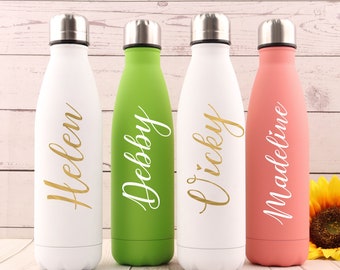 Botella de agua personalizada, botella de agua con nombre, botella aislada personalizada, botella de agua deportiva, regalo de Navidad, vasos de dama de honor, regalos de boda